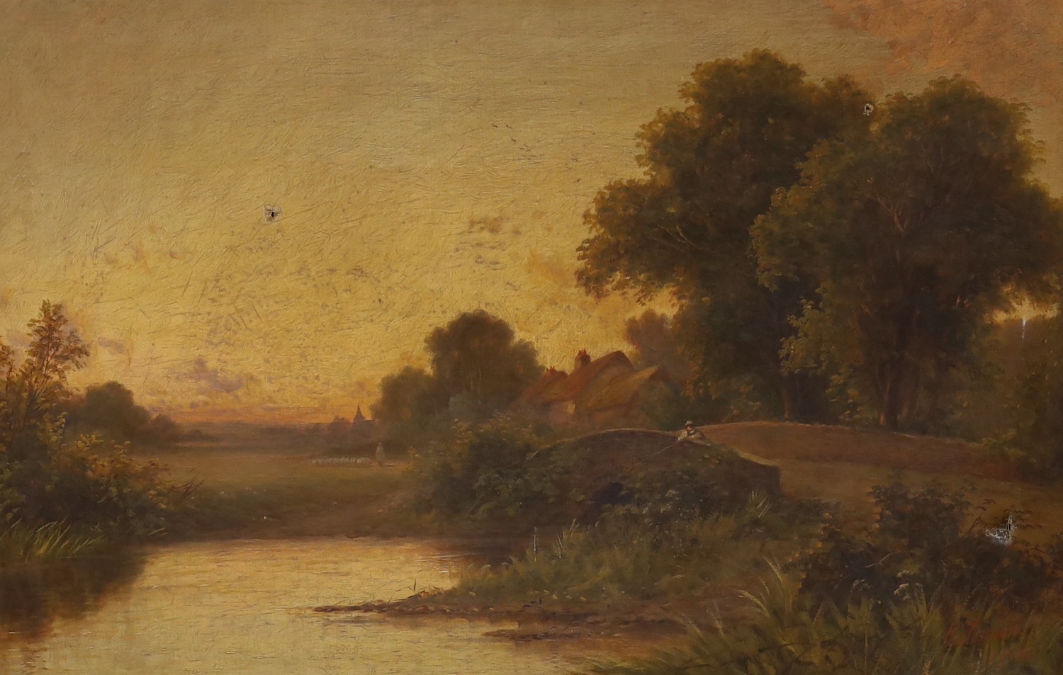 Robert Robin Fenson (1889-1914), oil on canvas, Landscape at sunset, signed and dated 1906, 50 x 75cm